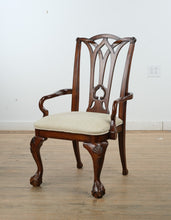 Load image into Gallery viewer, Mahogany Arm Chair with Fan Carving, Ball &amp; Claw Feet, and Gothic Back
