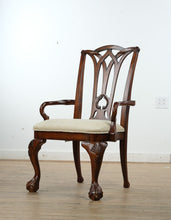 Load image into Gallery viewer, Mahogany Arm Chair with Fan Carving, Ball &amp; Claw Feet, and Gothic Back
