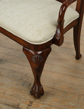 Load image into Gallery viewer, Mahogany Arm Chair with Fan Carving, Ball &amp; Claw Feet, and Gothic Back
