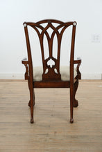 Load image into Gallery viewer, Mahogany Arm Chair with Fan Carving, Ball &amp; Claw Feet, and Gothic Back
