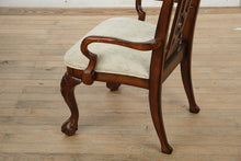 Load image into Gallery viewer, Mahogany Arm Chair with Fan Carving, Ball &amp; Claw Feet, and Gothic Back
