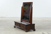 Load image into Gallery viewer, Craftique Solid Mahogany Chippendale Cheval Dressing Table Mirror 2 Drawer
