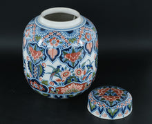 Load image into Gallery viewer, Royal Tichelaar Makkum Handpainted Majolica Lidded Jar – Multicolor Florals &amp; Birds – 10" with COA (2006)

