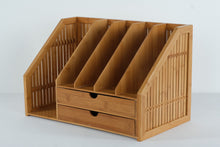 Load image into Gallery viewer, Malabar Bamboo Desktop Organizer – 2 Drawers, File Slots
