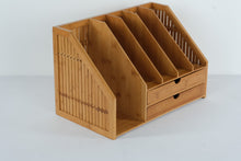 Load image into Gallery viewer, Malabar Bamboo Desktop Organizer – 2 Drawers, File Slots
