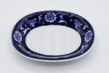 Load image into Gallery viewer, Pier 1 Mandarin Blue and White Soap Dish 6x4 Oval Ceramic
