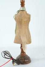 Load image into Gallery viewer, Vintage Dress Form Mannequin Table Lamp Fabric Torso Wood Base 33" Tall
