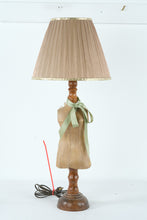 Load image into Gallery viewer, Vintage Dress Form Mannequin Table Lamp Fabric Torso Wood Base 33" Tall
