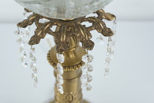 Load image into Gallery viewer, Hollywood Regency Mantel Lamp with Cut Glass Globe, Crystal Prisms &amp; Marble Base
