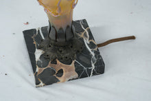Load image into Gallery viewer, Art Nouveau Style Iridescent Glass Table Lamps Marble Base Pair
