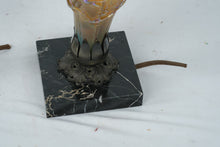 Load image into Gallery viewer, Art Nouveau Style Iridescent Glass Table Lamps Marble Base Pair
