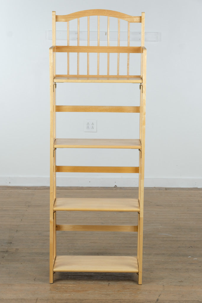 Maple Folding 4-Shelf Bookcase – 48” Tall Spindle Side Display Shelf