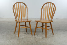 Load image into Gallery viewer, Pair of Vintage Maple Windsor Bow Back Dining Chairs – Honey Finish
