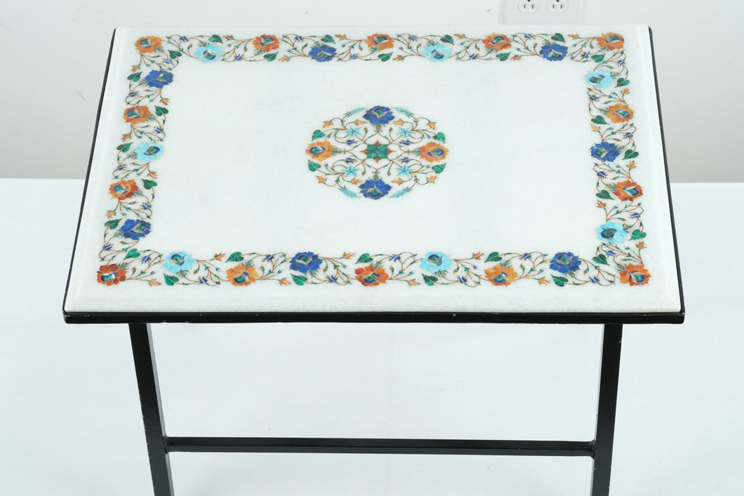 White Marble Pietra Dura Side / Coffee Table