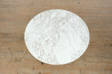 Load image into Gallery viewer, Italian Marble Top Round Coffee Table with Brass Tapered Legs Mid Century Modern
