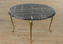 Load image into Gallery viewer, Stone Top Oval Coffee Table with Brass Legs
