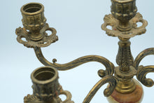 Load image into Gallery viewer, Vintage Ornate Brass &amp; Marble 5-Arm Candelabra – 10&quot; x 8&quot; x 14&quot;
