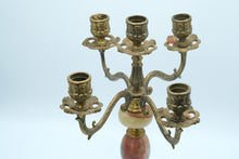 Load image into Gallery viewer, Vintage Ornate Brass &amp; Marble 5-Arm Candelabra – 10&quot; x 8&quot; x 14&quot;
