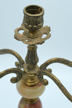 Load image into Gallery viewer, Vintage Ornate Brass &amp; Marble 5-Arm Candelabra – 10&quot; x 8&quot; x 14&quot;
