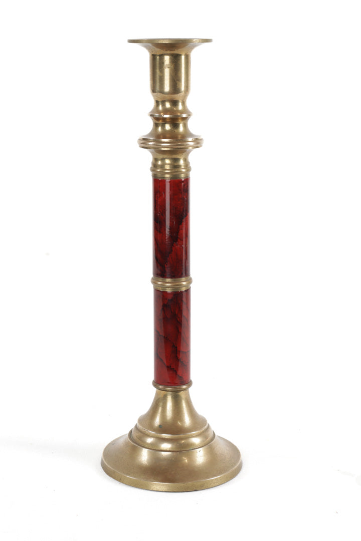 Marbled Ruby and Gold Candle Holder