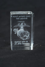 Load image into Gallery viewer, US Marine Corps Birthday Ball Air War College Maxwell AFB Crystal Paperweight
