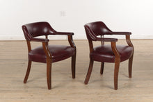 Load image into Gallery viewer, Pair of Merlot Banker Style Armchairs
