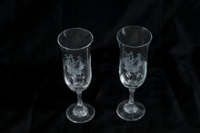 Load image into Gallery viewer, Mary Rose Etched Crystal Champagne Flutes Set of 2 Twisted Stem 7.25 Inch
