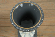 Load image into Gallery viewer, MacKenzie-Childs Sterling Check Pedestal Urn – Hand-Painted Tabletop Centerpiece, 13” Tall
