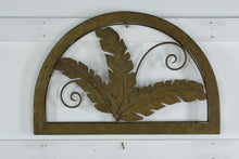 Load image into Gallery viewer, Metal Leaf Wall Art Half Round Frame Green Bronze Patina Scroll Decor
