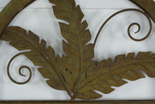 Load image into Gallery viewer, Metal Leaf Wall Art Half Round Frame Green Bronze Patina Scroll Decor
