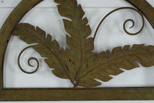 Load image into Gallery viewer, Metal Leaf Wall Art Half Round Frame Green Bronze Patina Scroll Decor
