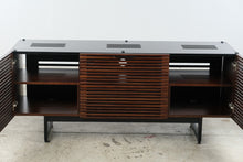 Load image into Gallery viewer, Modern Walnut Slatted Media Console and TV Stand with Storage
