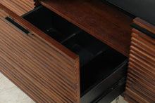 Load image into Gallery viewer, Modern Walnut Slatted Media Console and TV Stand with Storage
