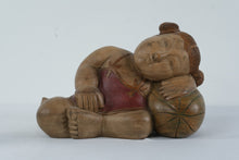 Load image into Gallery viewer, Vintage Hand Carved Sleeping Child Figure Wood Sculpture Folk Art Figurine
