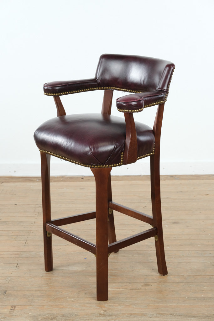 Merlot Bar Stool with Brass Nailhead Trim