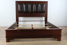 Load image into Gallery viewer, Merlot Queen Size Bed with Upholstered Leather Headboard
