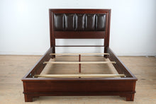 Load image into Gallery viewer, Merlot Queen Size Bed with Upholstered Leather Headboard
