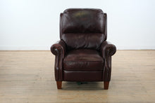Load image into Gallery viewer, Merlot Burgundy Leather Recliner with Nailhead Trim
