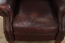 Load image into Gallery viewer, Merlot Burgundy Leather Recliner with Nailhead Trim
