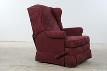 Load image into Gallery viewer, Burgundy Upholstered Wingback Rocker Recliner Chair
