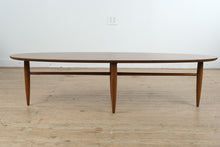Load image into Gallery viewer, Mersman Mid Century Modern Oval Walnut Coffee Table with Tapered Legs
