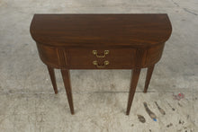 Load image into Gallery viewer, Mersman Vintage Demilune Console Table Mahogany Finish Single Drawer Brass Pulls

