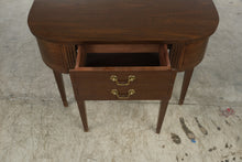 Load image into Gallery viewer, Mersman Vintage Demilune Console Table Mahogany Finish Single Drawer Brass Pulls
