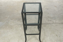 Load image into Gallery viewer, Modern Black Metal and Glass Pedestal Plant Stand Display Table
