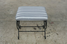 Load image into Gallery viewer, Wrought Iron Vanity Stool Bench Black Scrollwork Upholstered Seat 18 Inch
