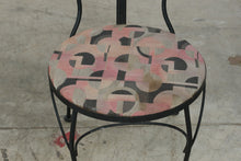 Load image into Gallery viewer, Wrought Iron Glass Top Bistro Table and Two Floral Side Chairs
