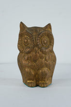 Load image into Gallery viewer, Heavy Cast Brass Owl Figurine Gold Tone Mid Century Style Decor
