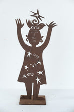 Load image into Gallery viewer, Celestial Woman Rusted Metal Sculpture Bird Star Folk Art 35 Inch
