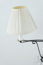 Load image into Gallery viewer, Adjustable Black Metal Floor Lamp with Side Arm and Pleated Shade 56 Inch
