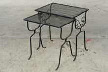 Load image into Gallery viewer, Vintage Wrought Iron Mesh Nesting Side Tables Set of 2 Black Patio Garden
